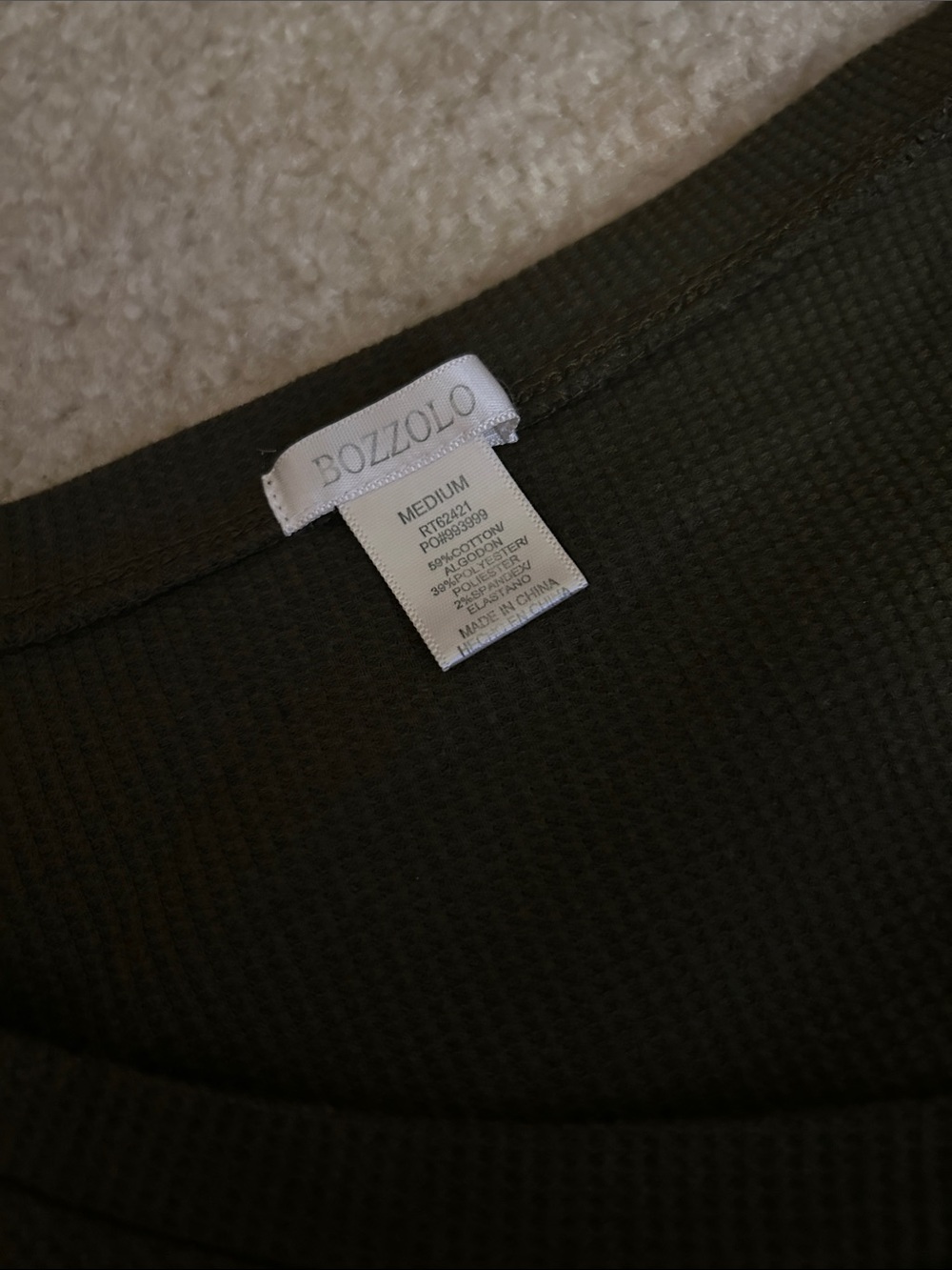 Bozzolo Olive Green Ribbed Long Sleeve Tee - Picture 2 of 2